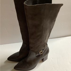 Sole Society Daleena Women Block Heel Knee High Boots Size US 8M Grey Suede